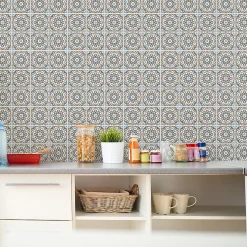 Sticker Mural Carrelage adhésif Cuisine Salle de Bain - 24 STICKERS CARRELAGES AZULEJOS CÉLESTINA - 24stickers15x15cm