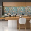 Sticker Mural Carrelage adhésif Cuisine Salle de Bain - CARRELAGES HEXAGONES BOIS PATINÉ BLEU-VERT - 28stickershexagones15x13,5cm