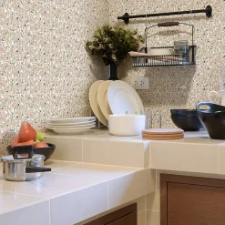 Sticker Mural Carrelage adhésif Cuisine Salle de Bain - 24 STICKERS CARRELAGES TERRAZZO ALZI ROSSI - 24stickers15x15cm