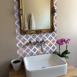 Sticker Mural Carrelage adhésif Cuisine Salle de Bain - 24 STICKERS CARRELAGES AZULEJOS ARLINDA - 24stickers15x15cm