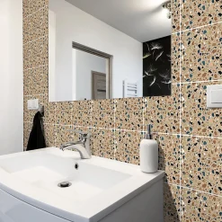Sticker Mural Carrelage adhésif Cuisine Salle de Bain - 24 STICKERS CARRELAGES TERRAZZO FILIPO - 24stickers15x15cm