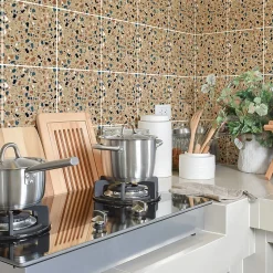 Sticker Mural Carrelage adhésif Cuisine Salle de Bain - 24 STICKERS CARRELAGES TERRAZZO FILIPO - 24stickers15x15cm