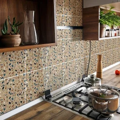 Sticker Mural Carrelage adhésif Cuisine Salle de Bain - 24 STICKERS CARRELAGES TERRAZZO FILIPO - 24stickers15x15cm