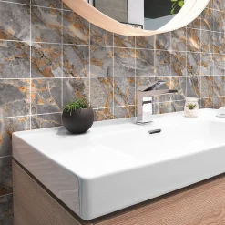 Sticker Mural Carrelage adhésif Cuisine Salle de Bain - 24 STICKERS CARRELAGES MARBRE BRUN DE SALTO - 24stickers15x15cm