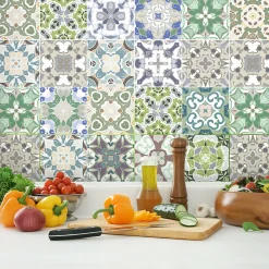 Sticker Mural Carrelage adhésif Cuisine Salle de Bain - 24 STICKERS CARRELAGES AZULEJOS BIAGIO - 24stickers15x15cm
