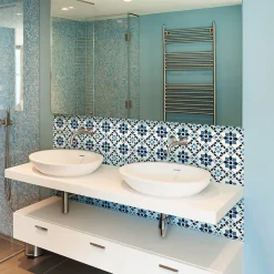 Sticker Mural Carrelage adhésif Cuisine Salle de Bain - 24 STICKERS CARRELAGES AZULEJOS ROSALINA - 24stickers15x15cm