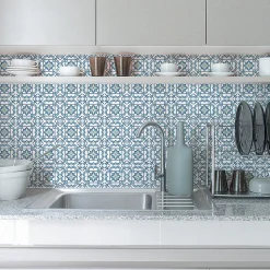 Sticker Mural Carrelage adhésif Cuisine Salle de Bain - 24 STICKERS CARRELAGES AZULEJOS MESSINE - 24stickers15x15cm