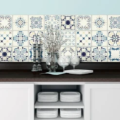 Sticker Mural Carrelage adhésif Cuisine Salle de Bain - 24 STICKERS CARRELAGES AZULEJOS GIROLAMO - 24stickers15x15cm