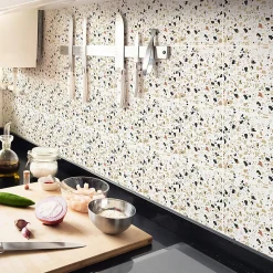 Sticker Mural Carrelage adhésif Cuisine Salle de Bain - 24 STICKERS CARRELAGES TERRAZZO PIANO - 24stickers15x15cm