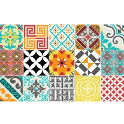 Sticker Mural Carrelage adhésif Cuisine Salle de Bain - 15 STICKERS CARRELAGES AZULEJOS MOSAÏQUE MULTICOLORE - 15stickers15x15cm