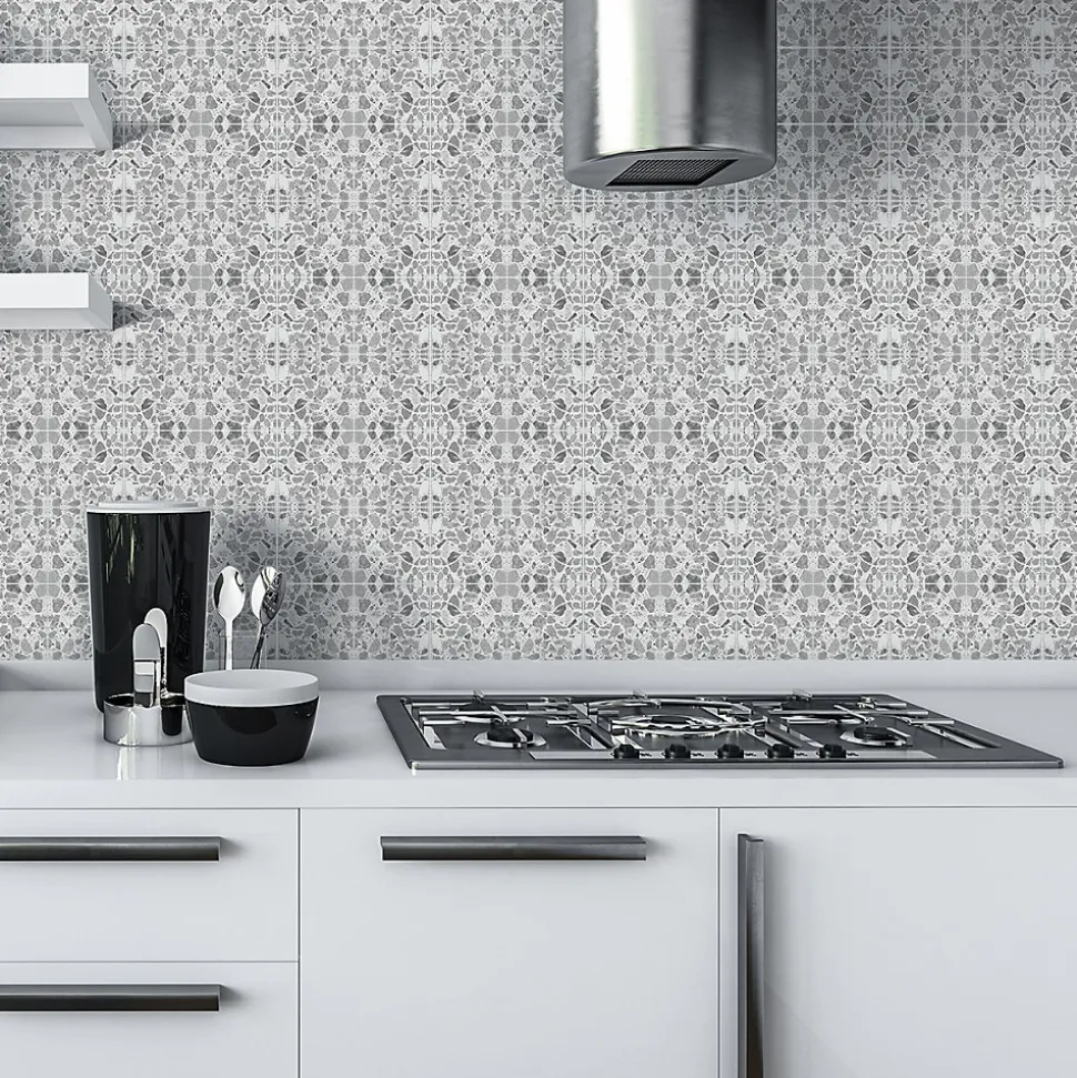 Sticker Mural Carrelage adhésif Cuisine Salle de Bain - 24 STICKERS CARRELAGES TERRAZZO BOSA - 24stickers15x15cm