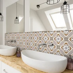 Sticker Mural Carrelage adhésif Cuisine Salle de Bain - 24 STICKERS CARREAUX DE CIMENT AZULEJOS ASTELLON - 24stickers15x15cm