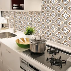 Sticker Mural Carrelage adhésif Cuisine Salle de Bain - 24 STICKERS CARREAUX DE CIMENT AZULEJOS ASTELLON - 24stickers15x15cm