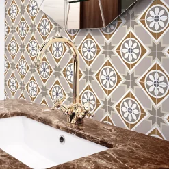 Sticker Mural Carrelage adhésif Cuisine Salle de Bain - 24 STICKERS CARREAUX DE CIMENT AZULEJOS ASTELLON - 24stickers15x15cm