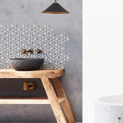 Sticker Mural Carrelage adhésif Cuisine Salle de Bain - CARRELAGES HEXAGONES NUANCE DE GRIS ANTIQUE - 28stickershexagones15x13,5cm