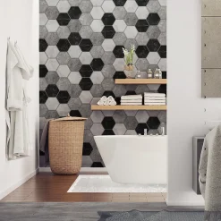 Sticker Mural Carrelage adhésif Cuisine Salle de Bain - CARRELAGES HEXAGONES MARBRE D'ANTAN - 28stickershexagones15x13,5cm