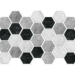 Sticker Mural Carrelage adhésif Cuisine Salle de Bain - CARRELAGES HEXAGONES MARBRE D'ANTAN - 28stickershexagones15x13,5cm