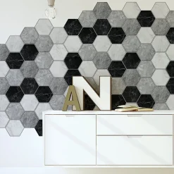 Sticker Mural Carrelage adhésif Cuisine Salle de Bain - CARRELAGES HEXAGONES MARBRE D'ANTAN - 28stickershexagones15x13,5cm