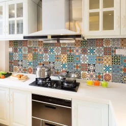 Sticker Mural Carrelage adhésif Cuisine Salle de Bain - 24 STICKERS CARRELAGES AZULEJOS BRETINA - 24stickers15x15cm