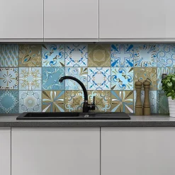 Sticker Mural Carrelage adhésif Cuisine Salle de Bain - 24 STICKERS CARRELAGES AZULEJOS BENDIGO - 24stickers15x15cm