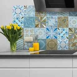 Sticker Mural Carrelage adhésif Cuisine Salle de Bain - 24 STICKERS CARRELAGES AZULEJOS BENDIGO - 24stickers15x15cm