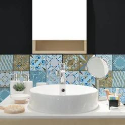 Sticker Mural Carrelage adhésif Cuisine Salle de Bain - 24 STICKERS CARRELAGES AZULEJOS BENDIGO - 24stickers15x15cm