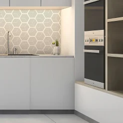 Sticker Mural Carrelage adhésif Cuisine Salle de Bain - CARRELAGES HEXAGONES NUANCE DE GRIS DESIGN - 28stickershexagones15x13,5cm