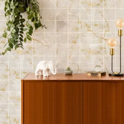 Sticker Mural Carrelage adhésif Cuisine Salle de Bain - 24 STICKERS CARRELAGES MARBRE BEIGE DE SANTA MARTA - 24stickers15x15cm