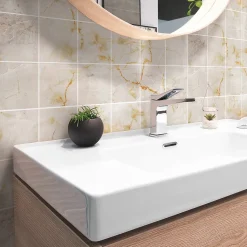 Sticker Mural Carrelage adhésif Cuisine Salle de Bain - 24 STICKERS CARRELAGES MARBRE BEIGE DE SANTA MARTA - 24stickers15x15cm