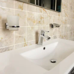 Sticker Mural Carrelage adhésif Cuisine Salle de Bain - 24 STICKERS CARRELAGES MARBRE BEIGE DE SANTA MARTA - 24stickers15x15cm