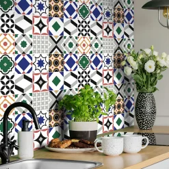 Sticker Mural Carrelage adhésif Cuisine Salle de Bain - 24 STICKERS CARRELAGES AZULEJOS FEBINA - 24stickers15x15cm