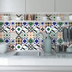 Sticker Mural Carrelage adhésif Cuisine Salle de Bain - 24 STICKERS CARRELAGES AZULEJOS FEBINA - 24stickers15x15cm
