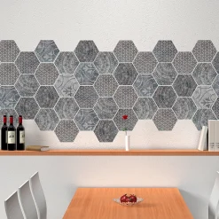 Sticker Mural Carrelage adhésif Cuisine Salle de Bain - CARRELAGES HEXAGONES OLD BEAUTY - 28stickershexagones15x13,5cm