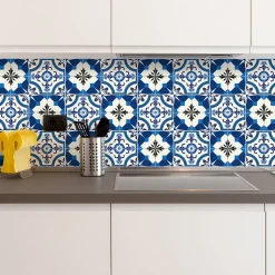 Sticker Mural Carrelage adhésif Cuisine Salle de Bain - 24 STICKERS CARRELAGES AZULEJOS ZINA - 24stickers15x15cm