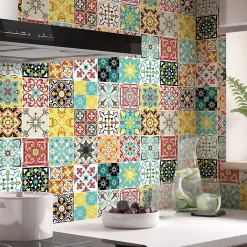 Sticker Mural Carrelage adhésif Cuisine Salle de Bain - 24 STICKERS CARREAUX DE CIMENT AZULEJOS FRIPINIO - 24stickers15x15cm