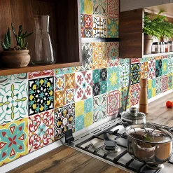 Sticker Mural Carrelage adhésif Cuisine Salle de Bain - 24 STICKERS CARREAUX DE CIMENT AZULEJOS FRIPINIO - 24stickers15x15cm