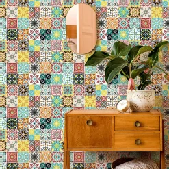 Sticker Mural Carrelage adhésif Cuisine Salle de Bain - 24 STICKERS CARREAUX DE CIMENT AZULEJOS FRIPINIO - 24stickers15x15cm