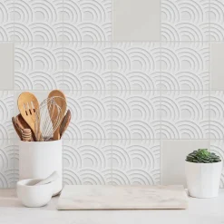 Sticker Mural Carrelage Wallfluent 10x10 cm Arches 3D tendance Cuisine Salle de Bain 24 pcs