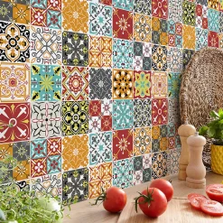 Stickers muraux - Sticker Mural Carrelage adhésif Cuisine Salle de Bain - 24 STICKERS CARRELAGES ORIANA - 24stickers15x15cm