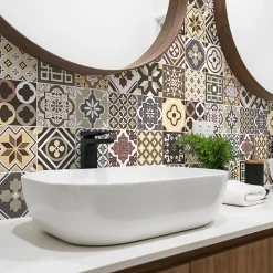 Stickers muraux - Sticker Mural Carrelage adhésif Cuisine Salle de Bain - 24 STICKERS CARRELAGES MANONINA - 24stickers15x15cm