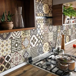 Stickers muraux - Sticker Mural Carrelage adhésif Cuisine Salle de Bain - 24 STICKERS CARRELAGES MANONINA - 24stickers15x15cm