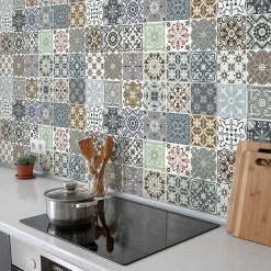 Stickers muraux - Sticker Mural Carrelage adhésif Cuisine Salle de Bain - 24 STICKERS CARRELAGES BEROBELLO - 24stickers15x15cm