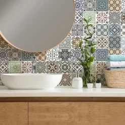 Stickers muraux - Sticker Mural Carrelage adhésif Cuisine Salle de Bain - 24 STICKERS CARRELAGES BEROBELLO - 24stickers15x15cm