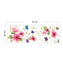 Stickers Muraux décoration adhésifs fleurs roses et papillons