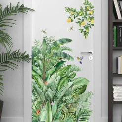 Stickers muraux feuilles tropicales vertes, stickers muraux plantes vertes, stickers muraux feuilles de palmier, chambre, salon