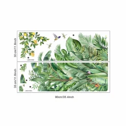 Stickers muraux feuilles tropicales vertes, stickers muraux plantes vertes, stickers muraux feuilles de palmier, chambre, salon