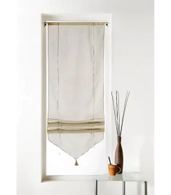 Store en pointe avec cordon - 73x165cm - Blanc