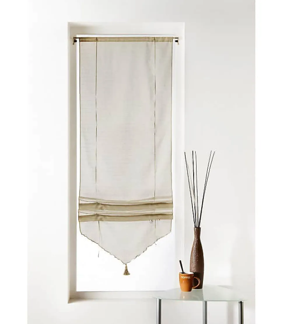 Store en pointe avec cordon - 73x165cm - Blanc