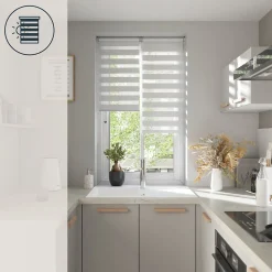 Store enrouleur jour / nuit sans perçage Elin 2 blanc cassé l.45 x H.140cm Goodhome
