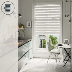 Store enrouleur jour / nuit sans perçage Brize blanc chiné l.160 x H.240cm Goodhome